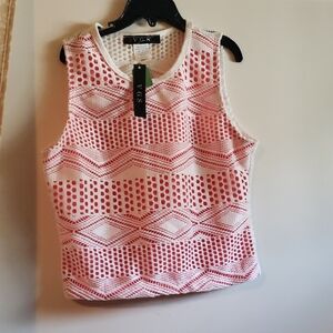 Pink and White Boxy Crop Tank Top